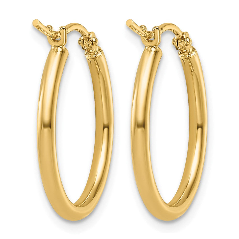 14K 2x20mm Polished Hoop Earrings