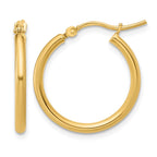 14K 2x20mm Polished Hoop Earrings