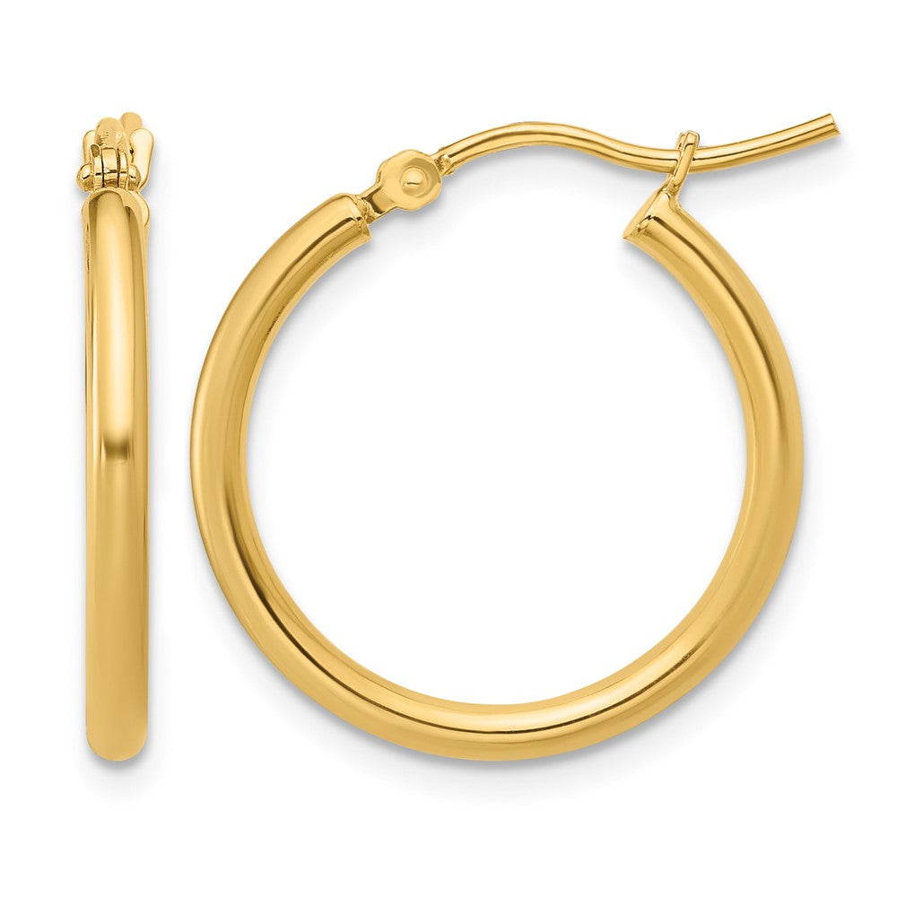 14K 2x20mm Polished Hoop Earrings