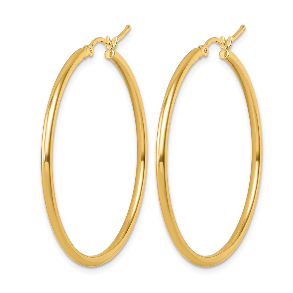 14K 2x40mm Polished Hoop Earrings