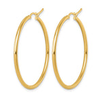 14K 2x40mm Polished Hoop Earrings