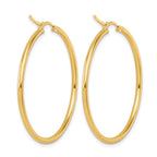 14K 2x40mm Polished Hoop Earrings