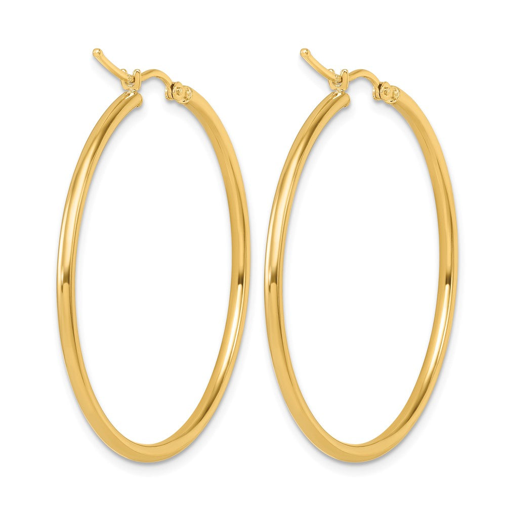 14K 2x40mm Polished Hoop Earrings