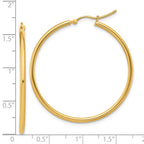 14K 2x40mm Polished Hoop Earrings