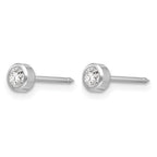 Inverness 14k White Gold 4mm April Crystal Bezel Piercing Earrings