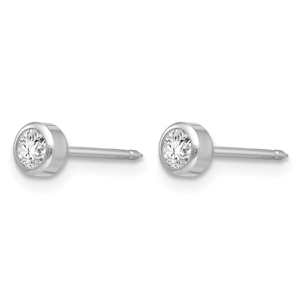 Inverness 14k White Gold 4mm April Crystal Bezel Piercing Earrings