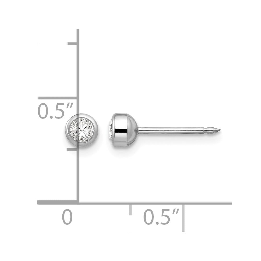 Inverness 14k White Gold 4mm April Crystal Bezel Piercing Earrings