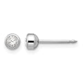 Inverness 14k White Gold 4mm April Crystal Bezel Piercing Earrings