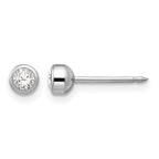 Inverness 14k White Gold 4mm April Crystal Bezel Piercing Earrings