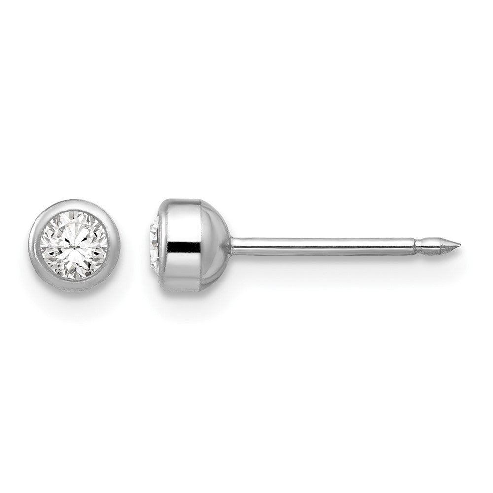 Inverness 14k White Gold 4mm April Crystal Bezel Piercing Earrings