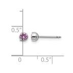 Inverness 14k White Gold 4mm June Purple Crystal Bezel Piercing Earrings