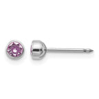 Inverness 14k White Gold 4mm June Purple Crystal Bezel Piercing Earrings