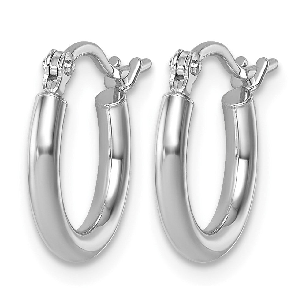 14K White Gold 2x12mm Polished Hoop Earrings