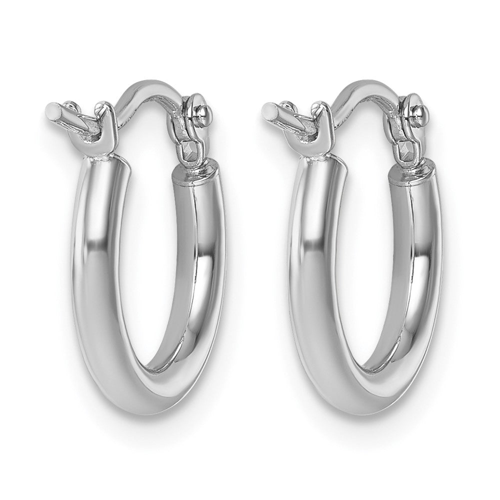 14K White Gold 2x12mm Polished Hoop Earrings