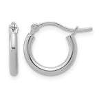 14K White Gold 2x12mm Polished Hoop Earrings