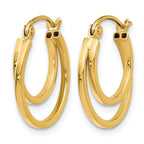 14K Polished 2 Row Stacked Round Hoop Earrings