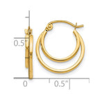 14K Polished 2 Row Stacked Round Hoop Earrings