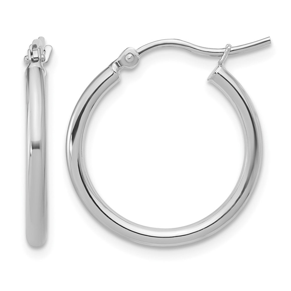 14K White Gold 2x20mm Polished Hoop Earrings
