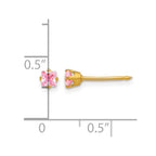 Inverness 14k 3mm Square Pink CZ Post Piercing Earrings
