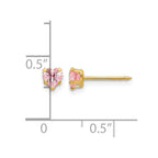 Inverness 14k 4mm Pink Heart CZ Post Piercing Earrings