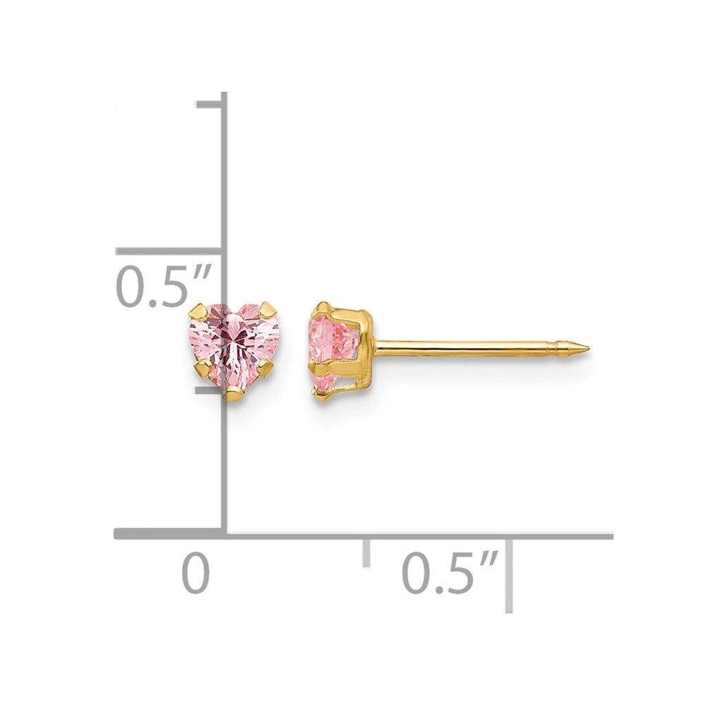 Inverness 14k 4mm Pink Heart CZ Post Piercing Earrings