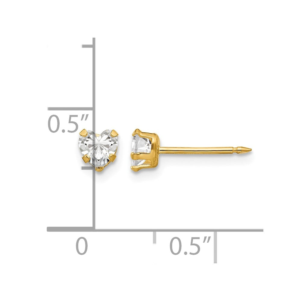 Inverness 14k 4mm Clear Heart CZ Post Piercing Earrings