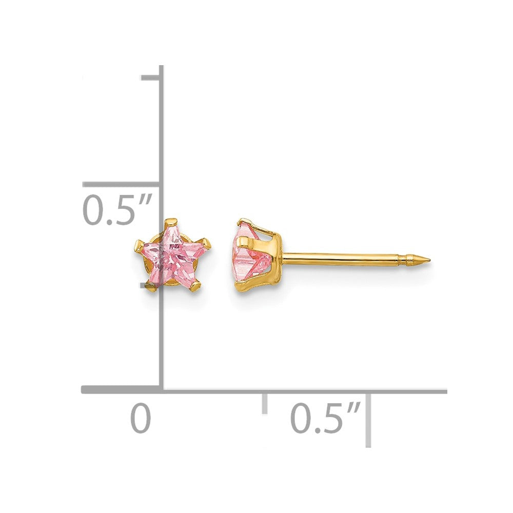 Inverness 14k 4mm Pink Star CZ Post Piercing Earrings