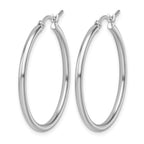 14K White Gold 2x30mm Hoop Earrings