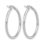 14K White Gold 2x30mm Hoop Earrings