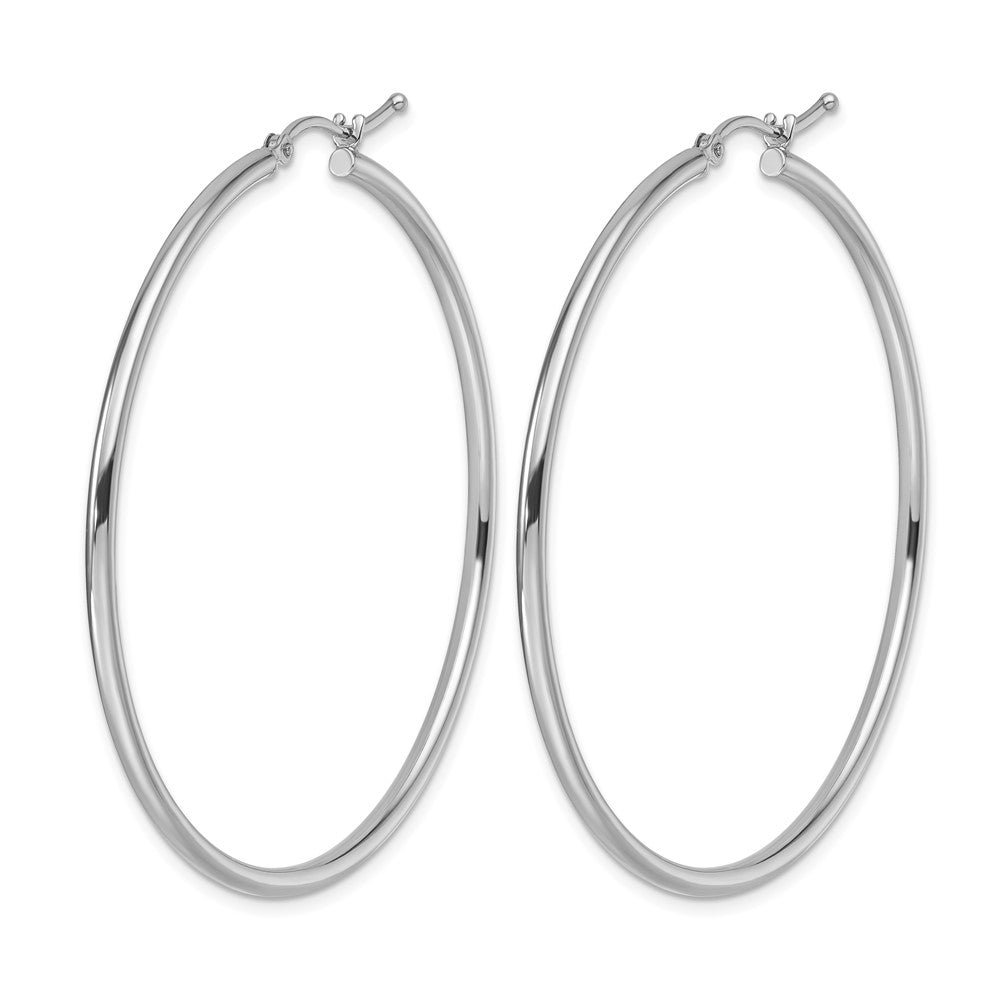 14K White Gold Polished Hoop Earrings