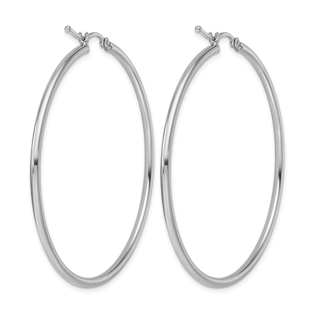 14K White Gold Polished Hoop Earrings