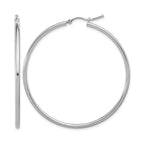 14K White Gold Polished Hoop Earrings