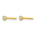 Inverness 14k 3mm Crystal Bezel Post Piercing Earrings