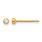 Inverness 14k 3mm Crystal Bezel Post Piercing Earrings