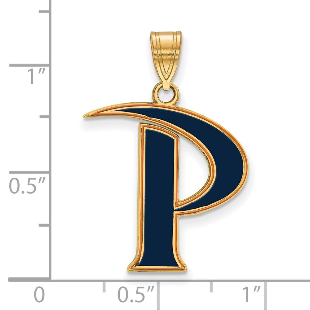 Sterling Silver Gold-plated LogoArt Pepperdine University Letter P Large Enameled Pendant