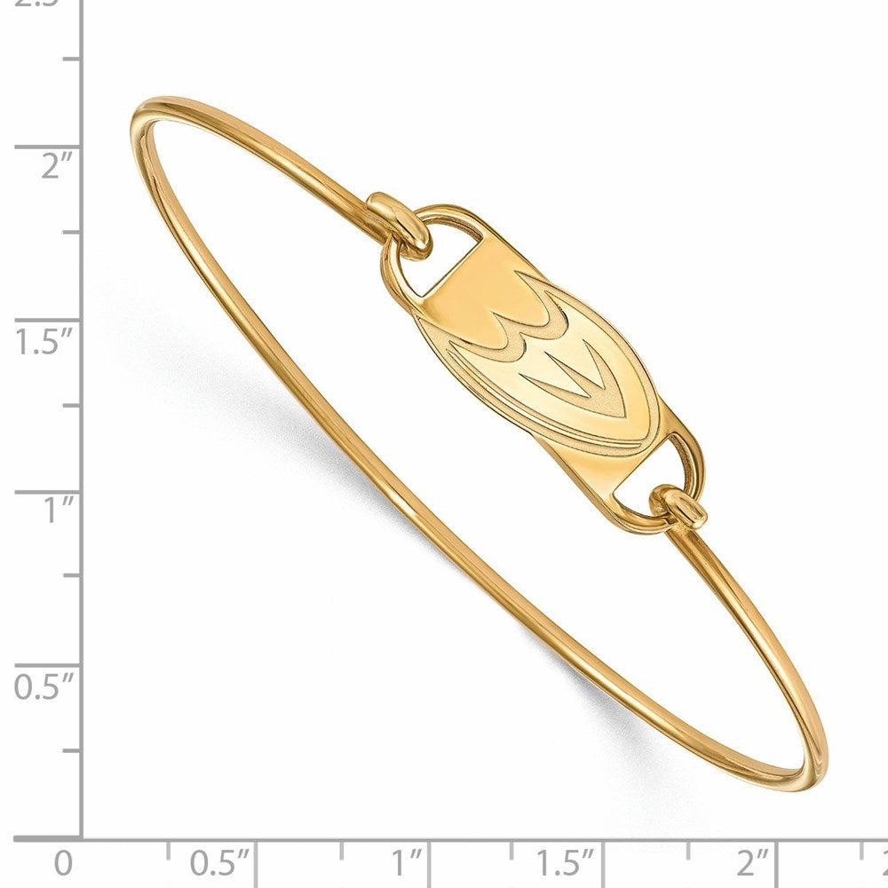 Sterling Silver Gold-plated NHL LogoArt Anaheim Ducks Letter D Small Center 7 inch Wire Bangle
