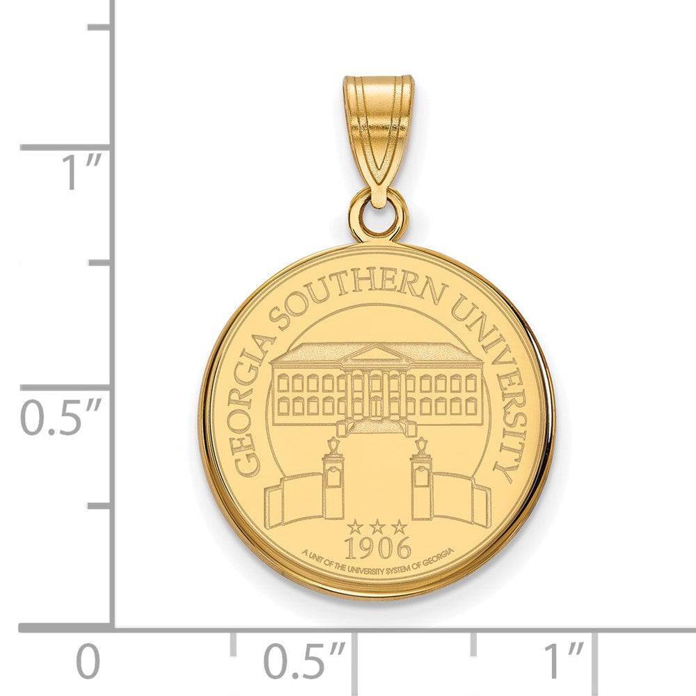 Sterling Silver Gold-plated LogoArt Georgia Southern University Large Crest Pendant