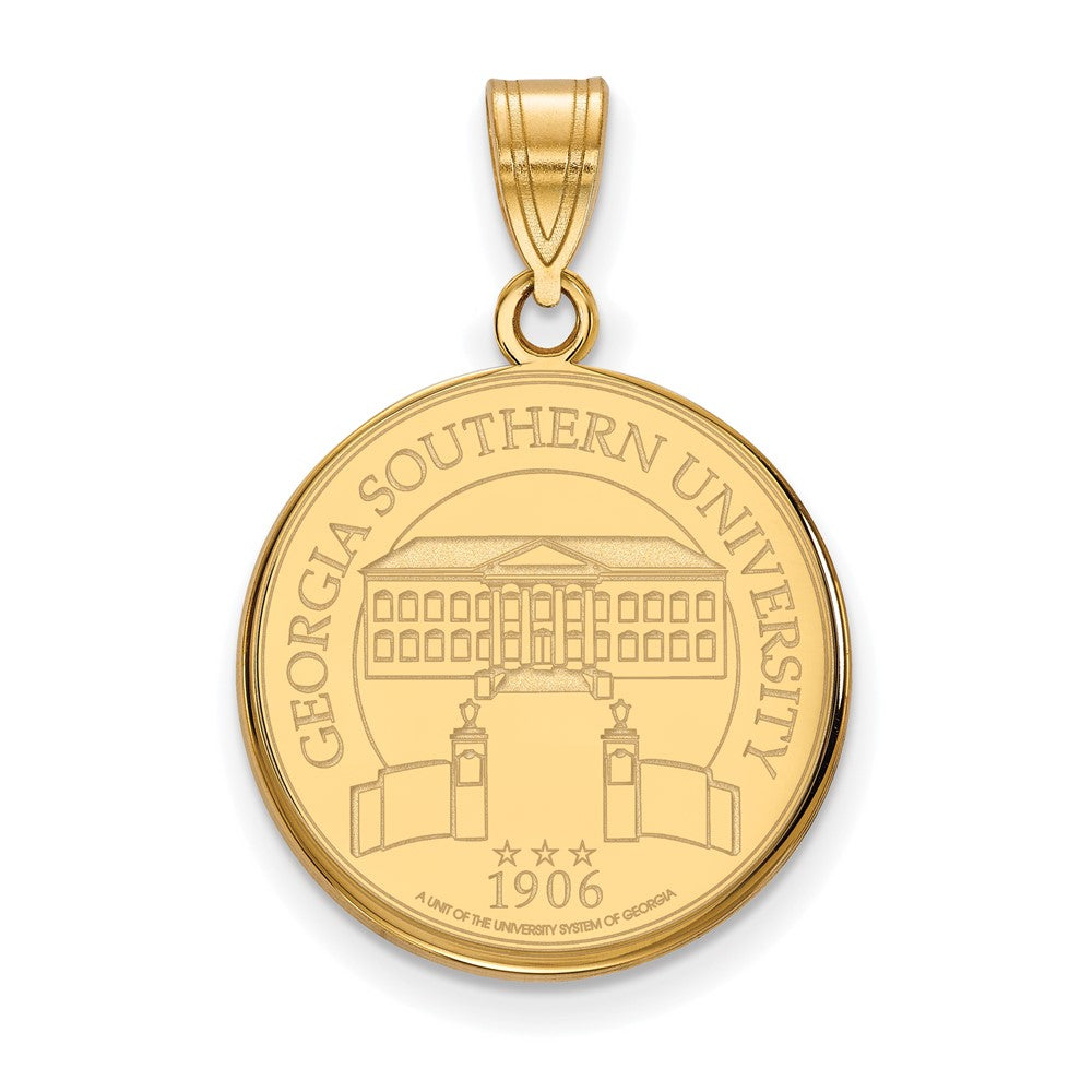 Sterling Silver Gold-plated LogoArt Georgia Southern University Large Crest Pendant