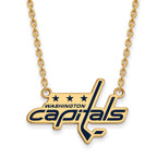 Sterling Silver Gold-plated NHL LogoArt Washington Capitals Large Enameled Pendant 18 inch Necklace