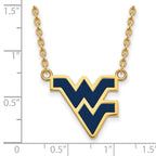 Sterling Silver Gold-plated LogoArt West Virginia University W-V Large Enameled Pendant 18 inch Necklace