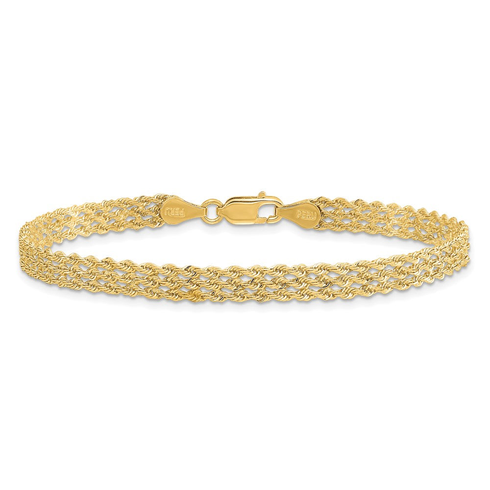 14K 4.5mm Wide Diamond-Cut Triple Rope Chain