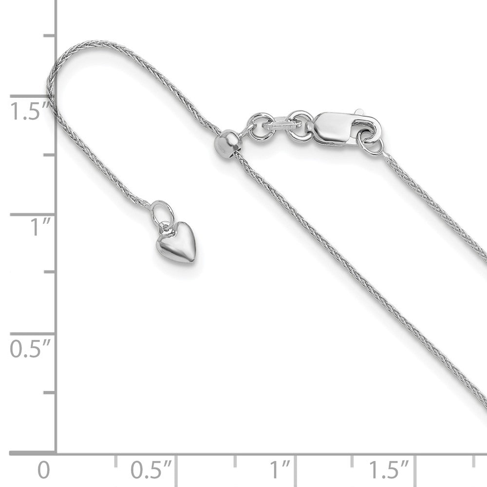 10K White Gold Adjustable .8mm Wheat Chain
