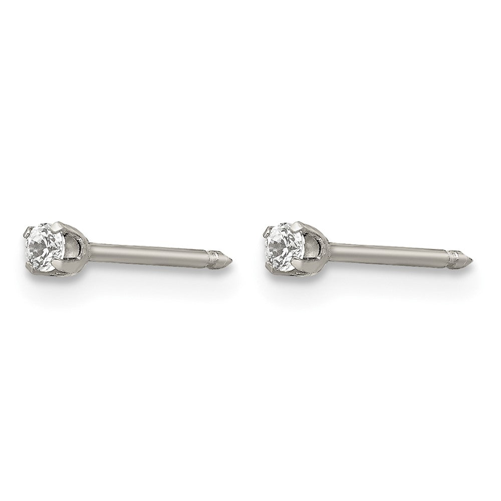 Inverness Stainless Steel Polished 2mm CZ Post Piercing Earrings