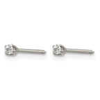 Inverness Stainless Steel Polished 2mm CZ Post Piercing Earrings