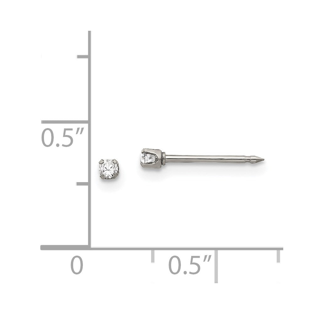 Inverness Stainless Steel Polished 2mm CZ Post Piercing Earrings