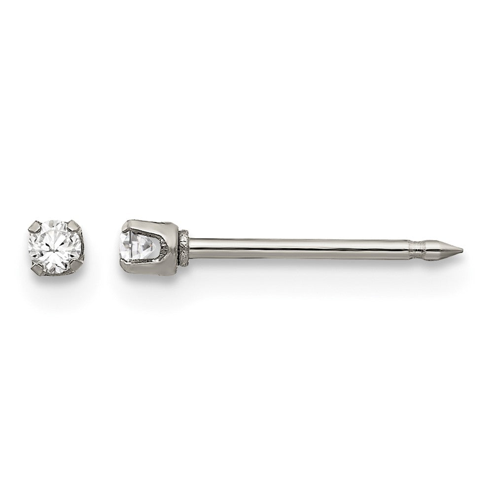 Inverness Stainless Steel Polished 2mm CZ Post Piercing Earrings