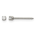 Inverness Stainless Steel Polished 2mm CZ Post Piercing Earrings