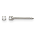 Inverness Stainless Steel Polished 2mm CZ Post Piercing Earrings
