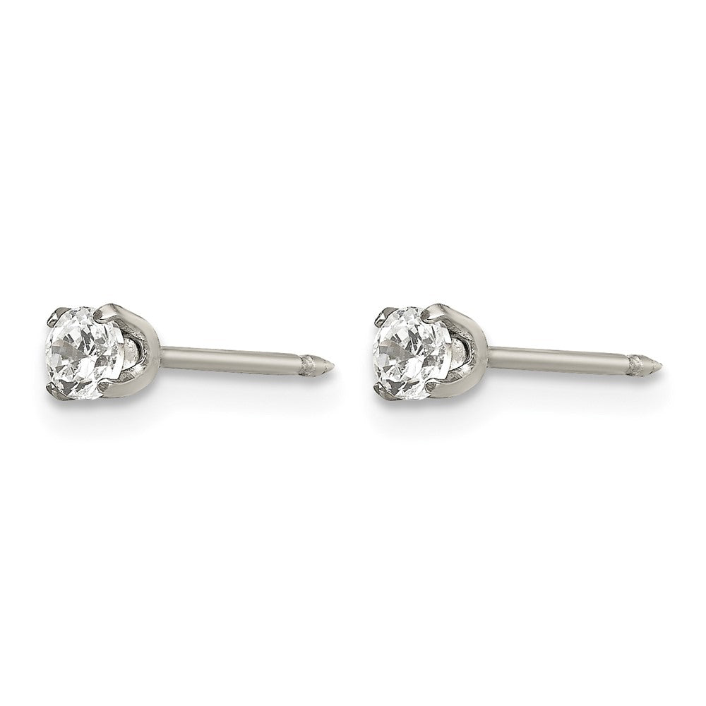 Inverness Stainless Steel Polished 3mm CZ Post Piercing Earrings