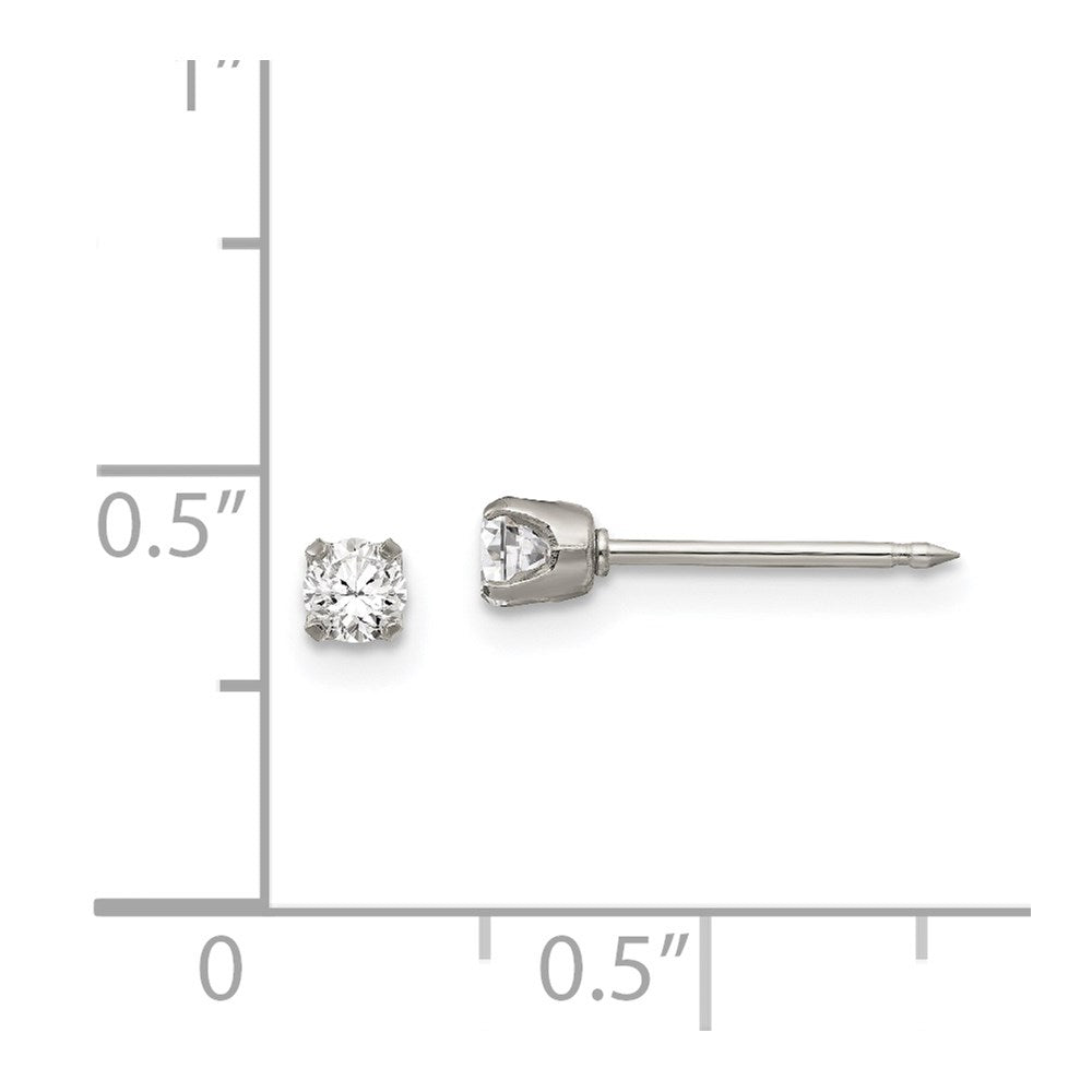 Inverness Stainless Steel Polished 3mm CZ Post Piercing Earrings